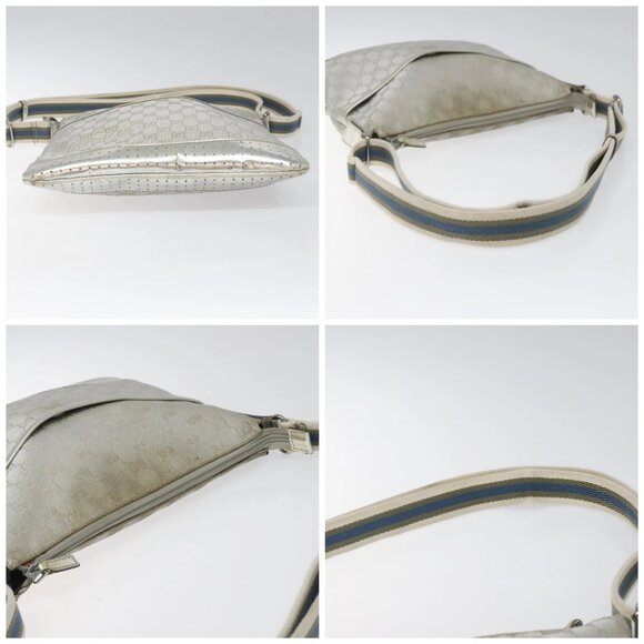 GUCCI GG Canvas Shoulder Bag Silver Blue 145857 Auth 110391 - Picture 15 of 16